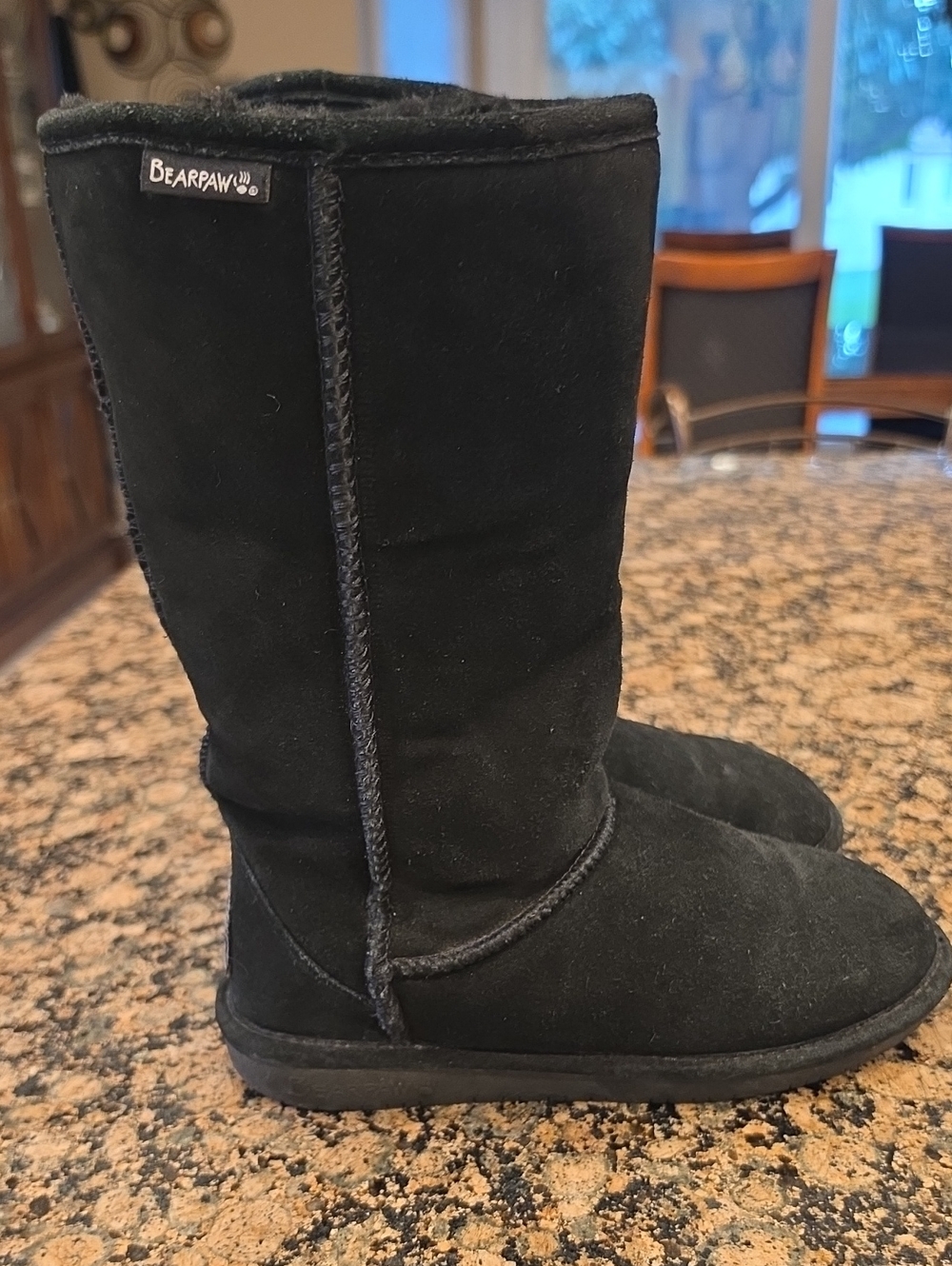 BearPaw Women's Black Suede Tall Winter Boots
